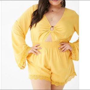 Yellow Crochet Trim Romper